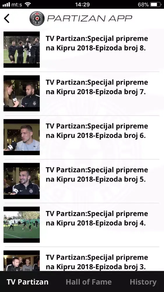 Tangkapan skrin Partizan App