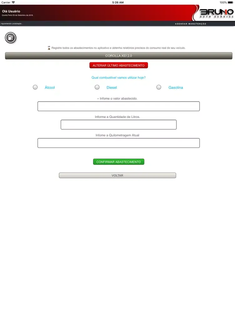 Tangkapan layar Bruno Auto Service iPad 