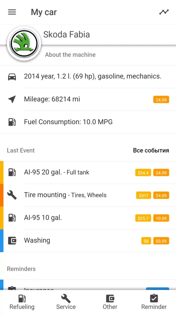 Capturas de pantalla de MyCar - Expenses