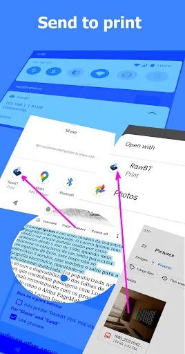 Capturas de tela do RawBT print service