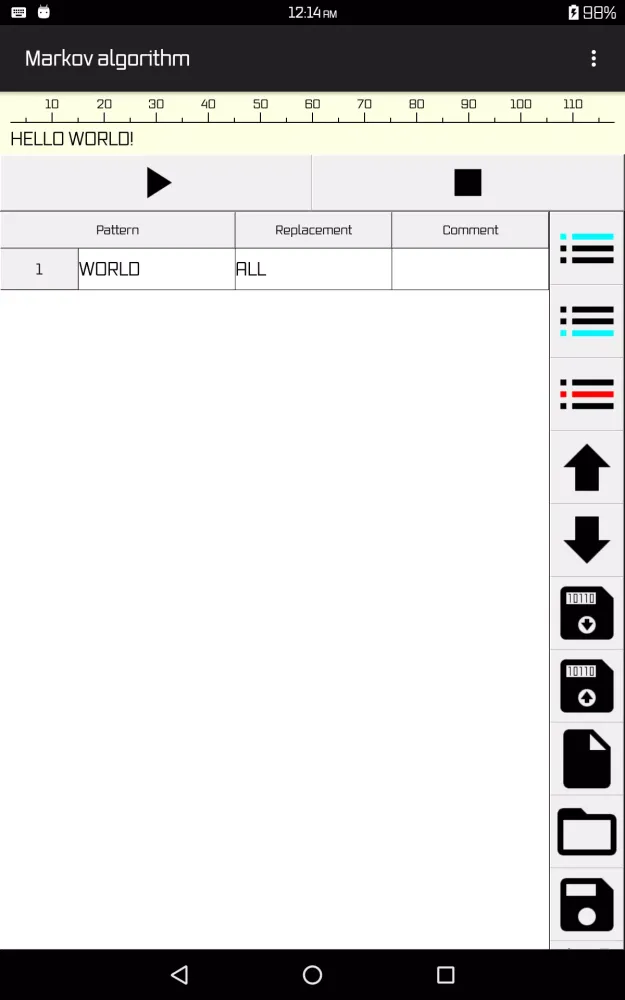 Markov algorithm emulator स्क्रीनशॉट