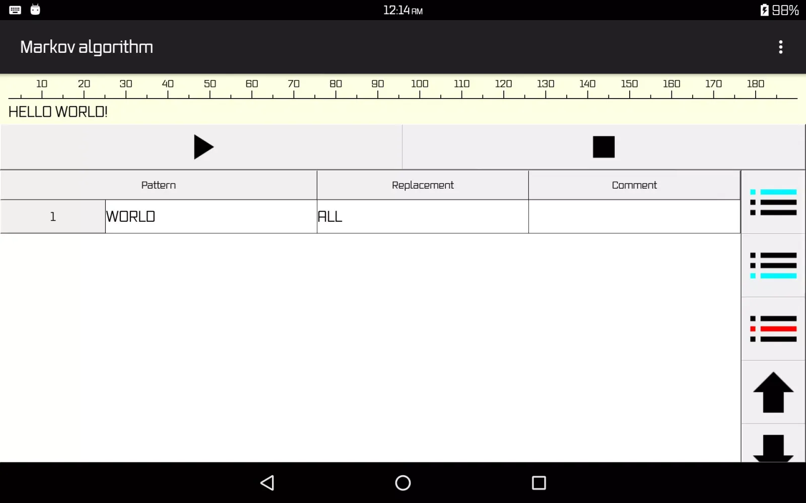 Markov algorithm emulator स्क्रीनशॉट