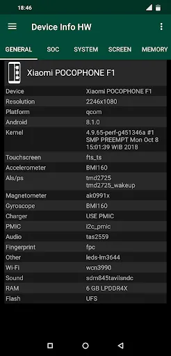 Captures d'écran de Device Info HW+