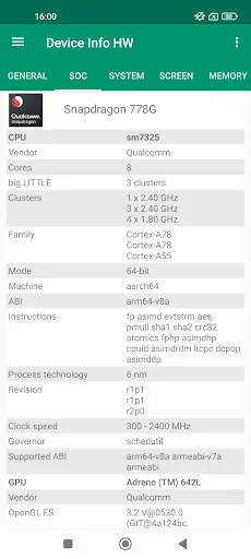 Captures d'écran de Device Info HW+
