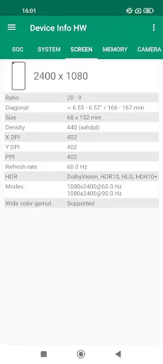 Captures d'écran de Device Info HW+