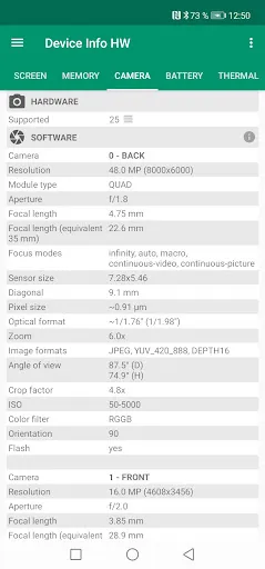 Captures d'écran de Device Info HW+