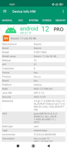 Captures d'écran de Device Info HW+