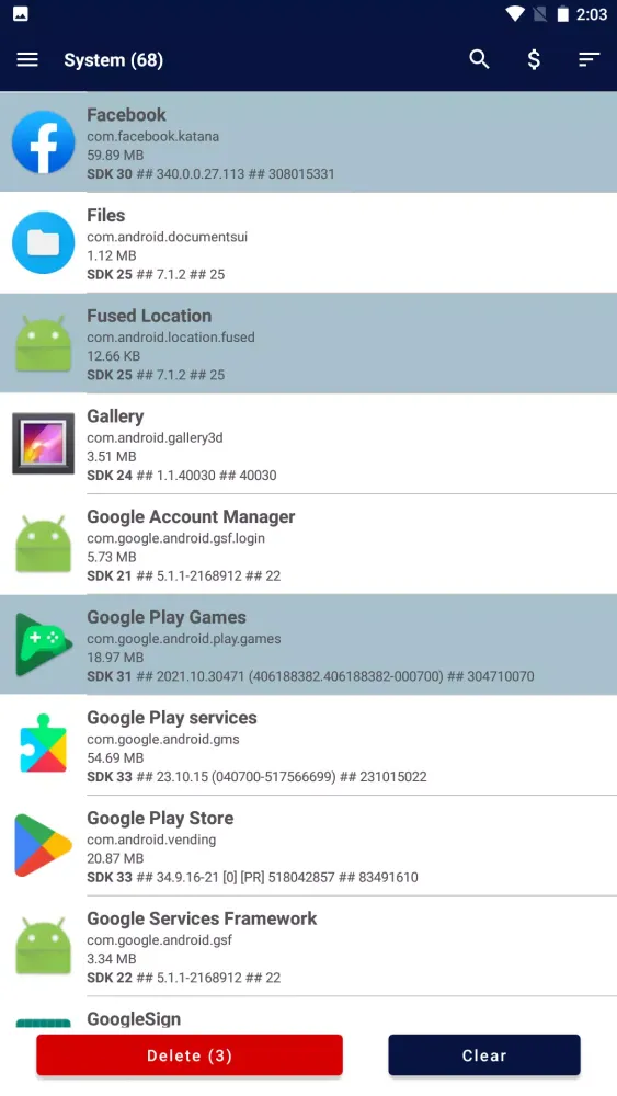 System app remover Screenshots
