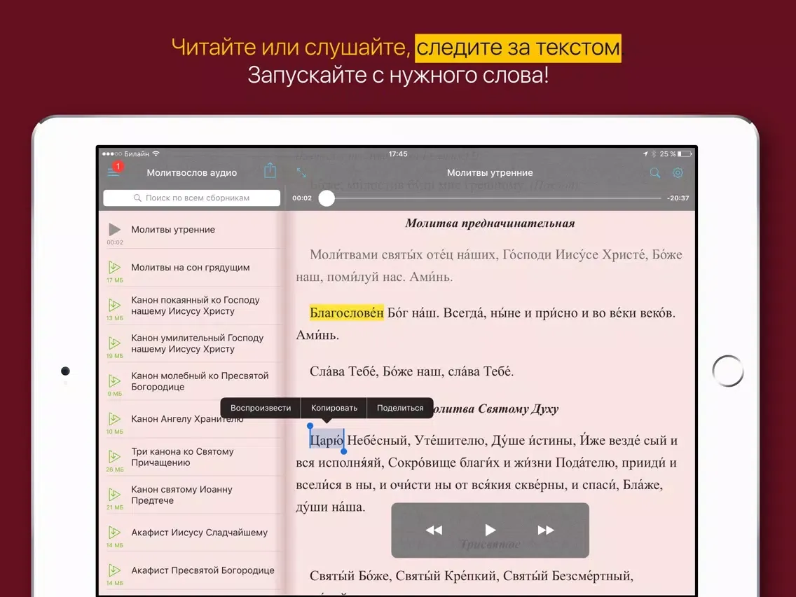Аудиомолитвослов iPad 应用截图