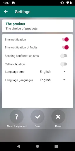 Capturas de tela do Autoterm Control SMS