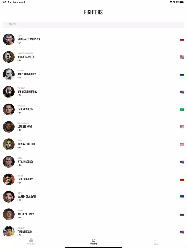Capturas de tela do Bare Knuckle Rankings iPad 