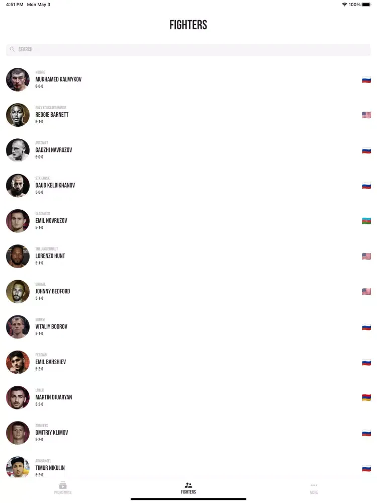Bare Knuckle Rankings iPad  স্ক্রিনশট