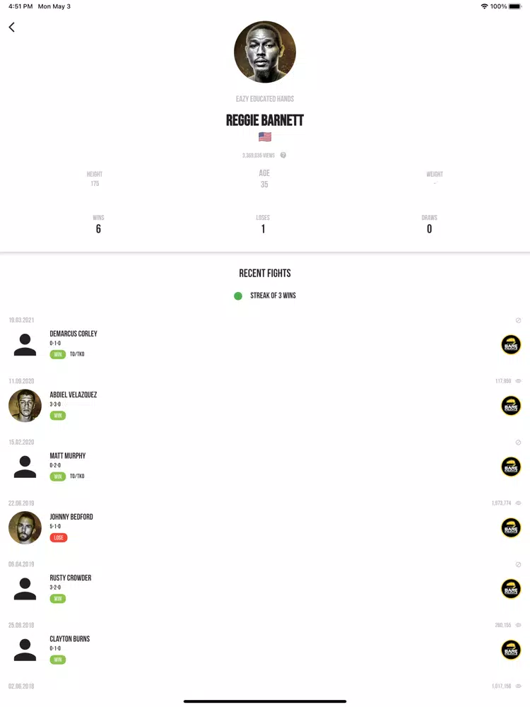 Capturas de tela do Bare Knuckle Rankings iPad 