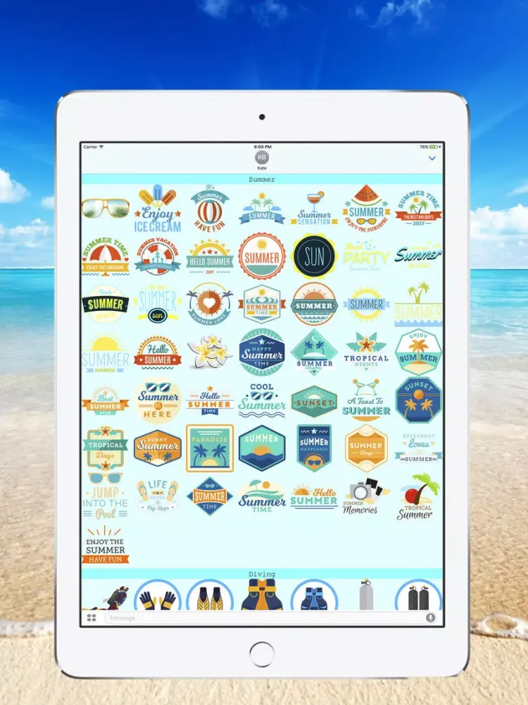 Summer Time - Stickers for iMessage iPad  Screenshots