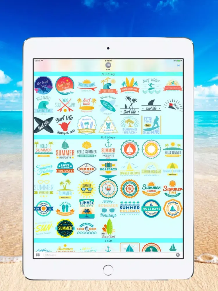 Summer Time - Stickers for iMessage iPad  Screenshots