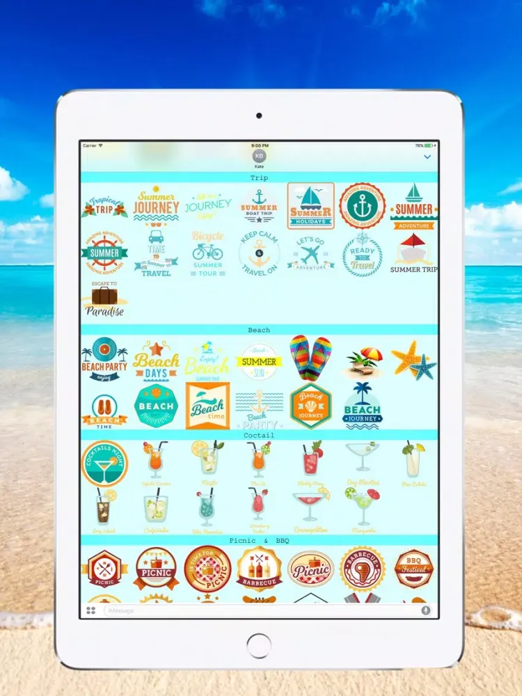 Summer Time - Stickers for iMessage iPad  Screenshots