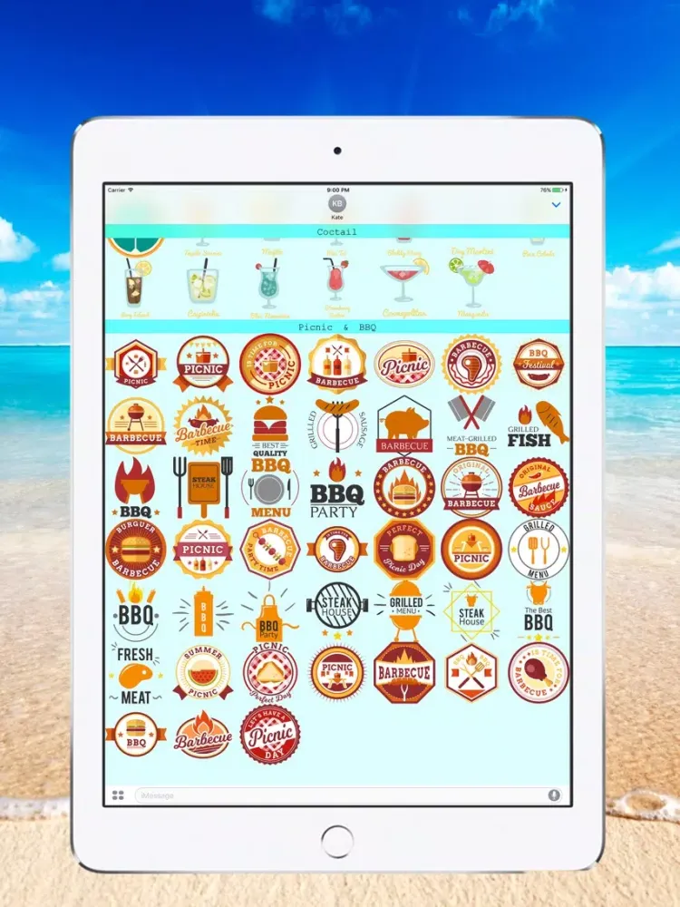 Summer Time - Stickers for iMessage iPad  Screenshots