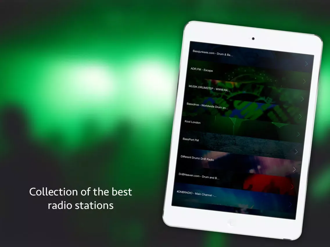 Tangkapan layar Radio Drum and Bass - the top music internet radio stations 24/7 iPad 