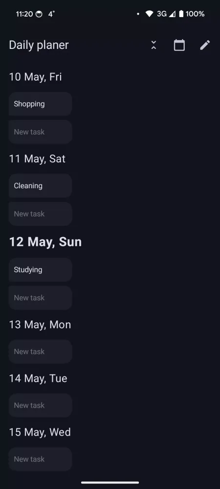Ảnh chụp màn hình của Daily planner