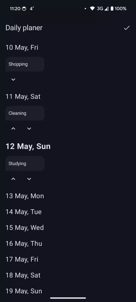 Ảnh chụp màn hình của Daily planner