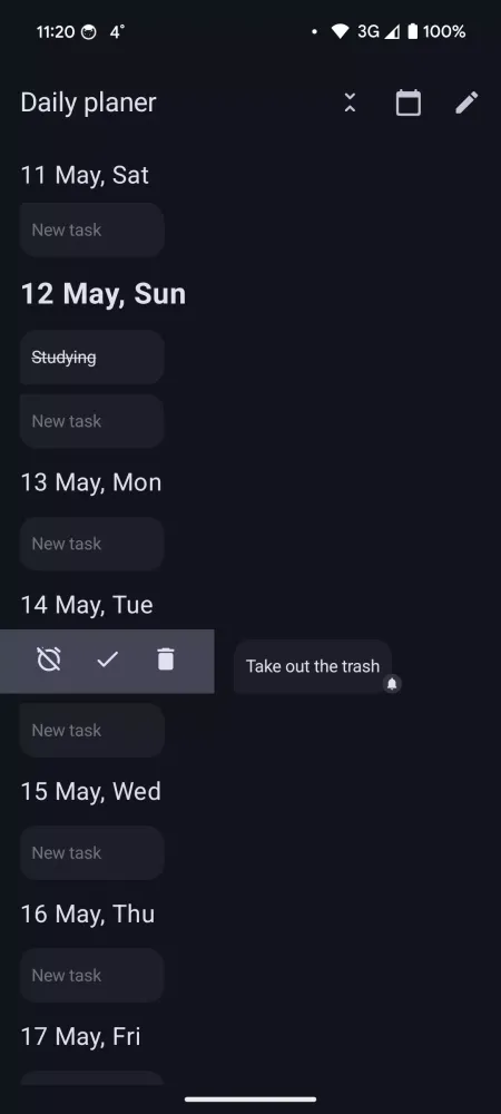 Ảnh chụp màn hình của Daily planner