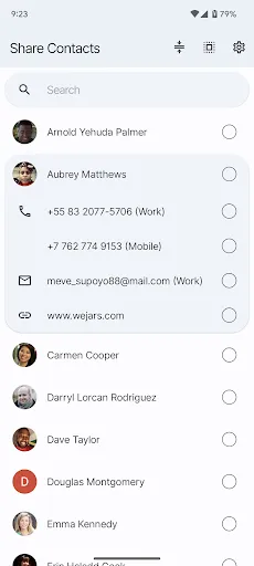 Share Contacts: Text, VCF, CSV Screenshots