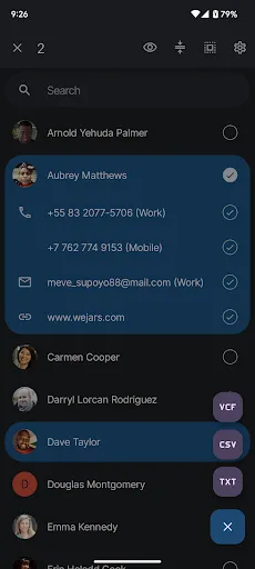 Share Contacts: Text, VCF, CSV Screenshots