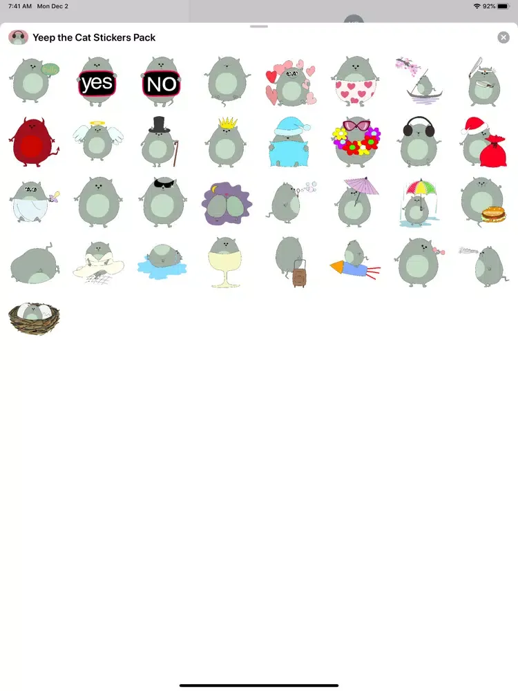 ภาพหน้าจอของ Yeep the Cat Stickers Pack iPad 