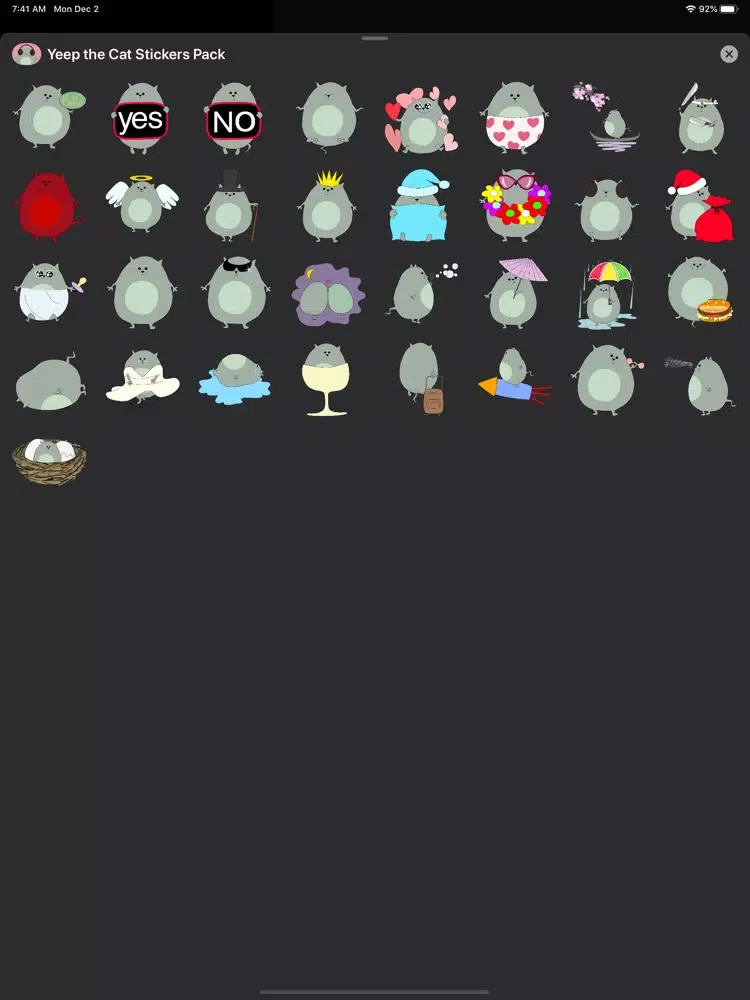ภาพหน้าจอของ Yeep the Cat Stickers Pack iPad 