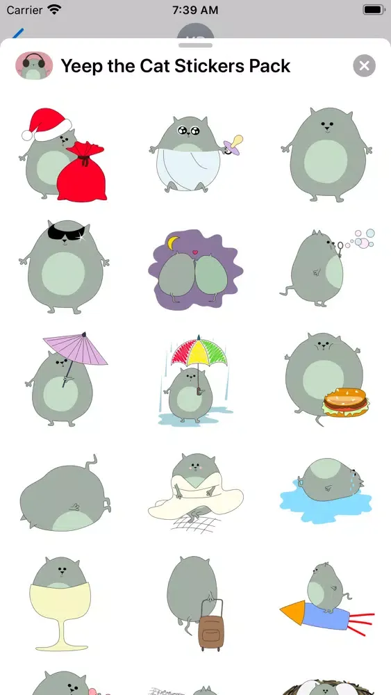 ภาพหน้าจอของ Yeep the Cat Stickers Pack