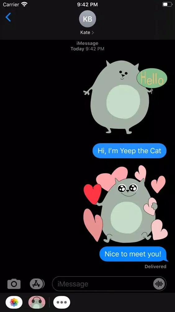 ภาพหน้าจอของ Yeep the Cat Stickers Pack