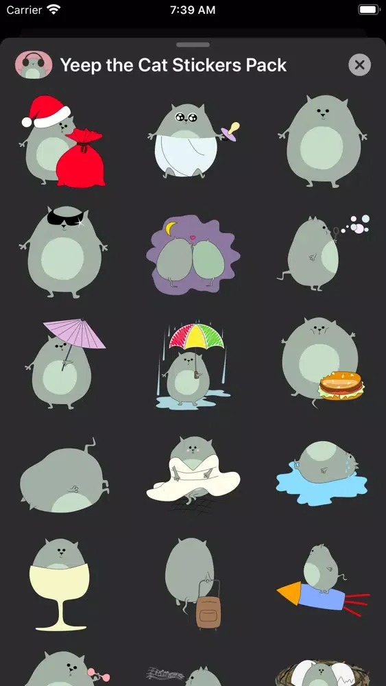 ภาพหน้าจอของ Yeep the Cat Stickers Pack