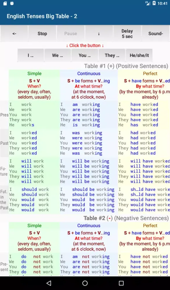 Capturas de pantalla de English Tenses Big Table