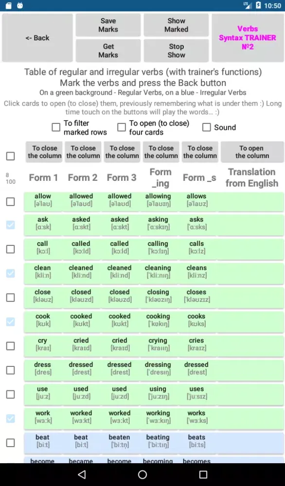 Capturas de pantalla de English Tenses Big Table