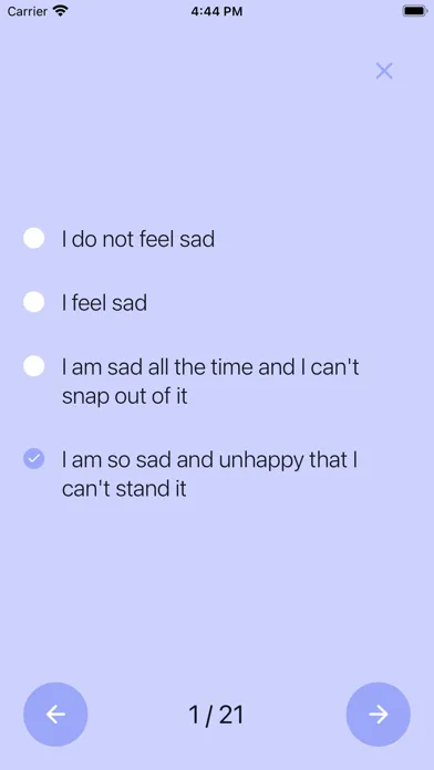 Beck Depression Test Screenshots