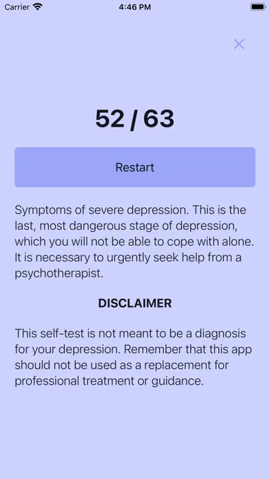 Beck Depression Test Screenshots
