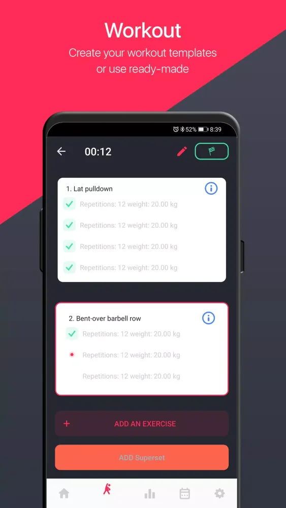 Workout log Fitnote24 سکرین شاٹس