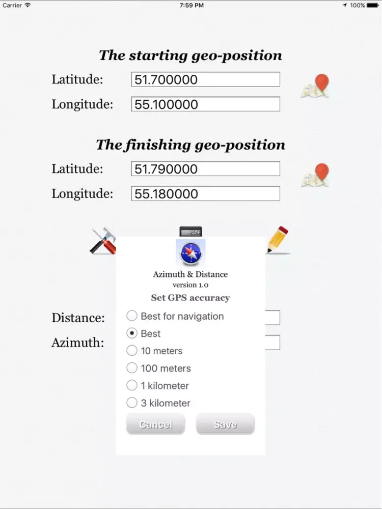 Screenshot di Azimuth & Distance iPad 