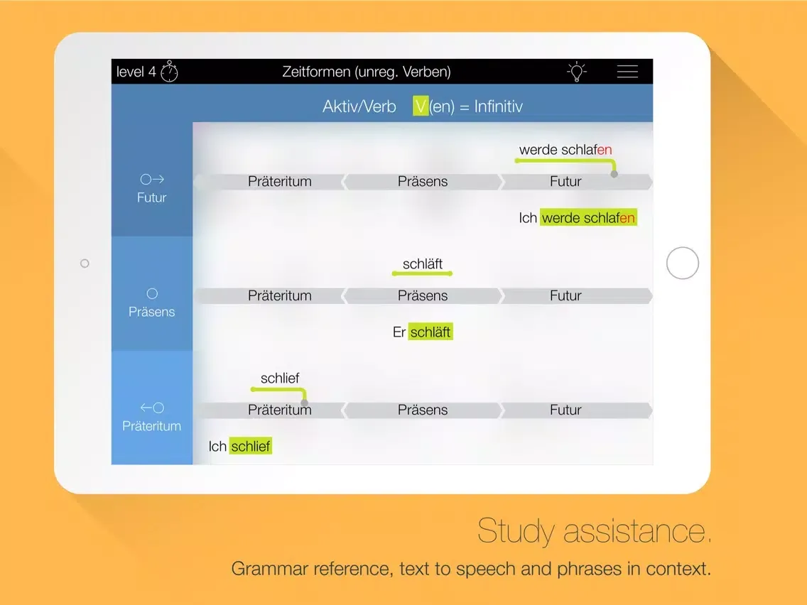 Tangkapan layar Ticwow 2 - Learn German Grammar iPad 