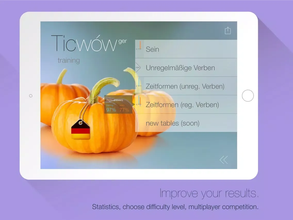 Tangkapan layar Ticwow 2 - Learn German Grammar iPad 