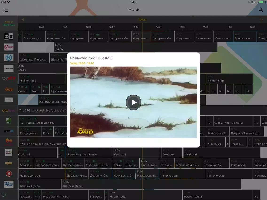 Tangkapan layar GOROD-TV iPad 
