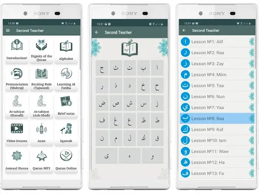 Zrzuty ekranu Quran, Makhraj, Tajweed