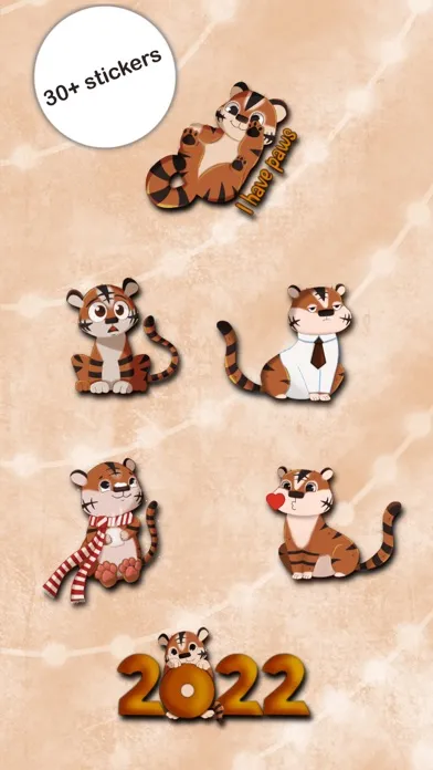 Tangkapan skrin Tiger. Stickers