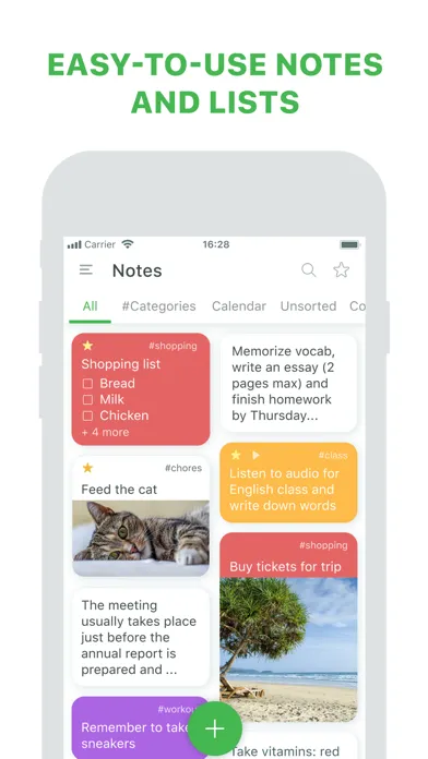 Tangkapan skrin Notes: notepad and lists