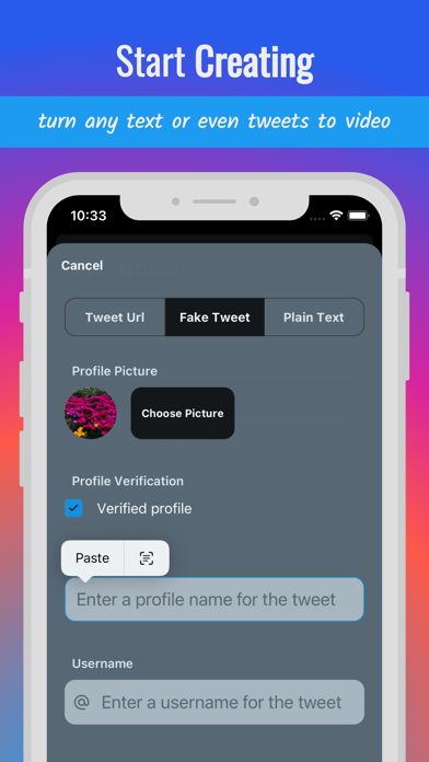 Fake Tweet Creator Reel Maker स्क्रीनशॉट