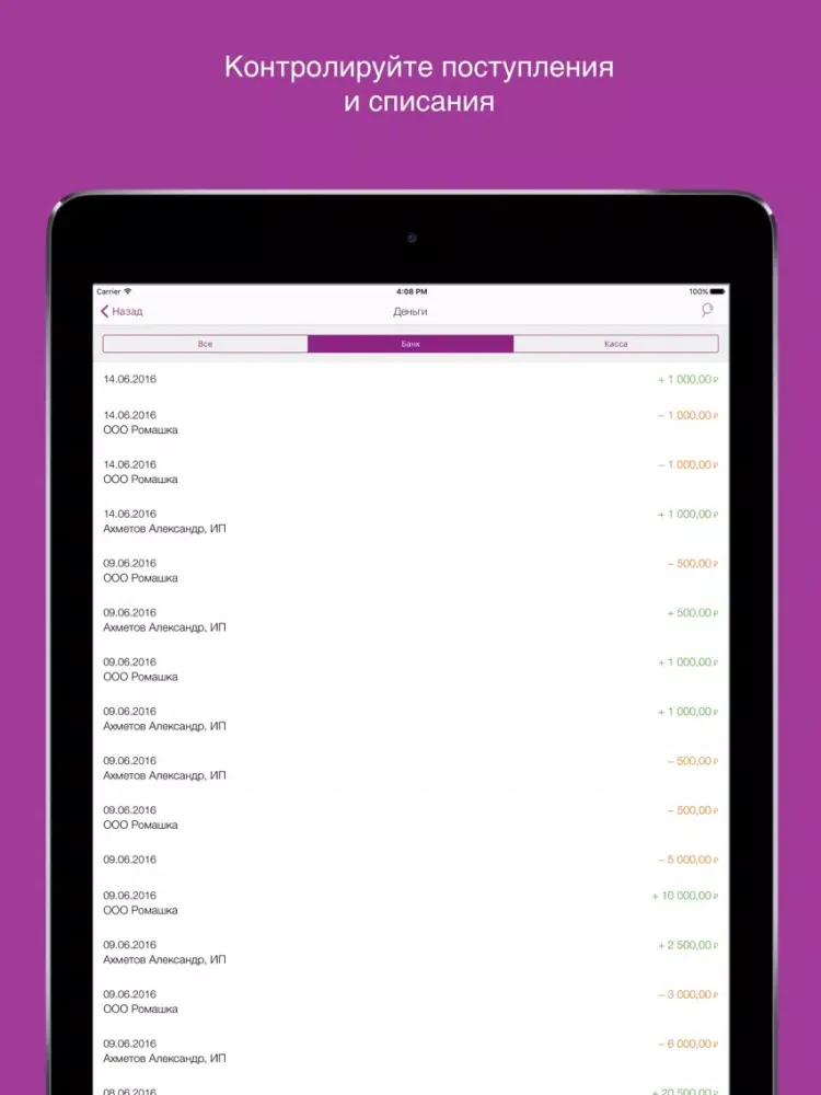 Скриншоты Контур.Бухгалтерия iPad 