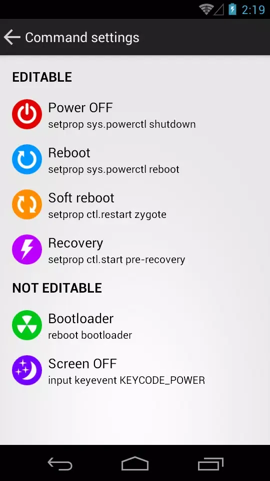 Capturas de pantalla de Power Menu