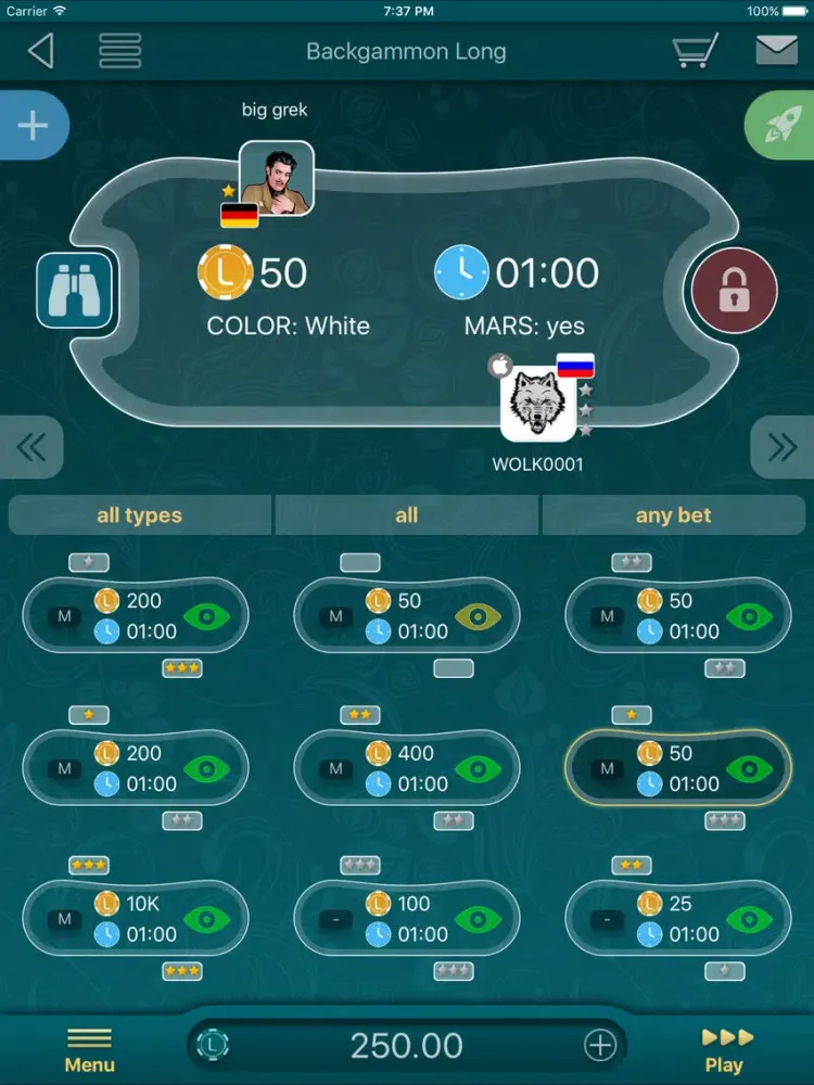 Capturas de pantalla de Backgammon LiveGames iPad 