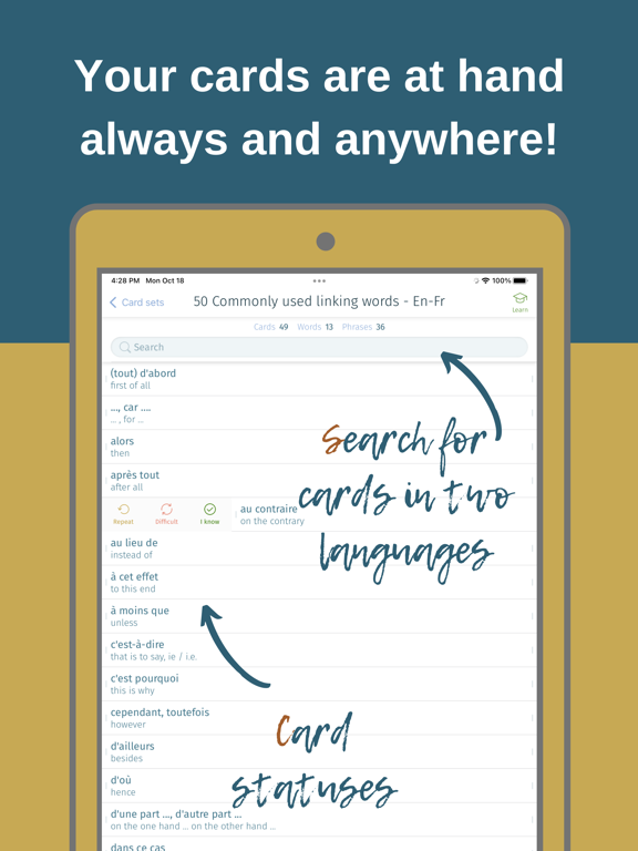 Flashcard maker plus MemoWord iPad  Ekran Görüntüleri