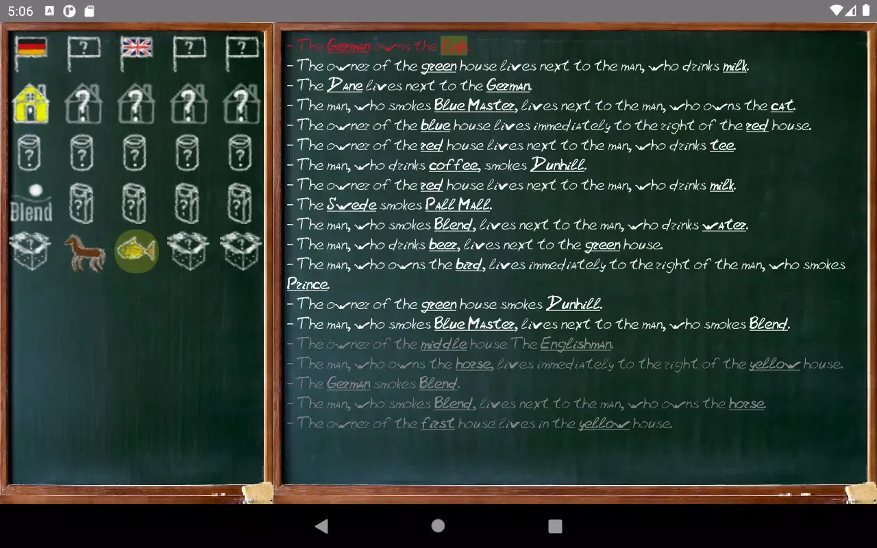 Capturas de pantalla de Einstein's riddle